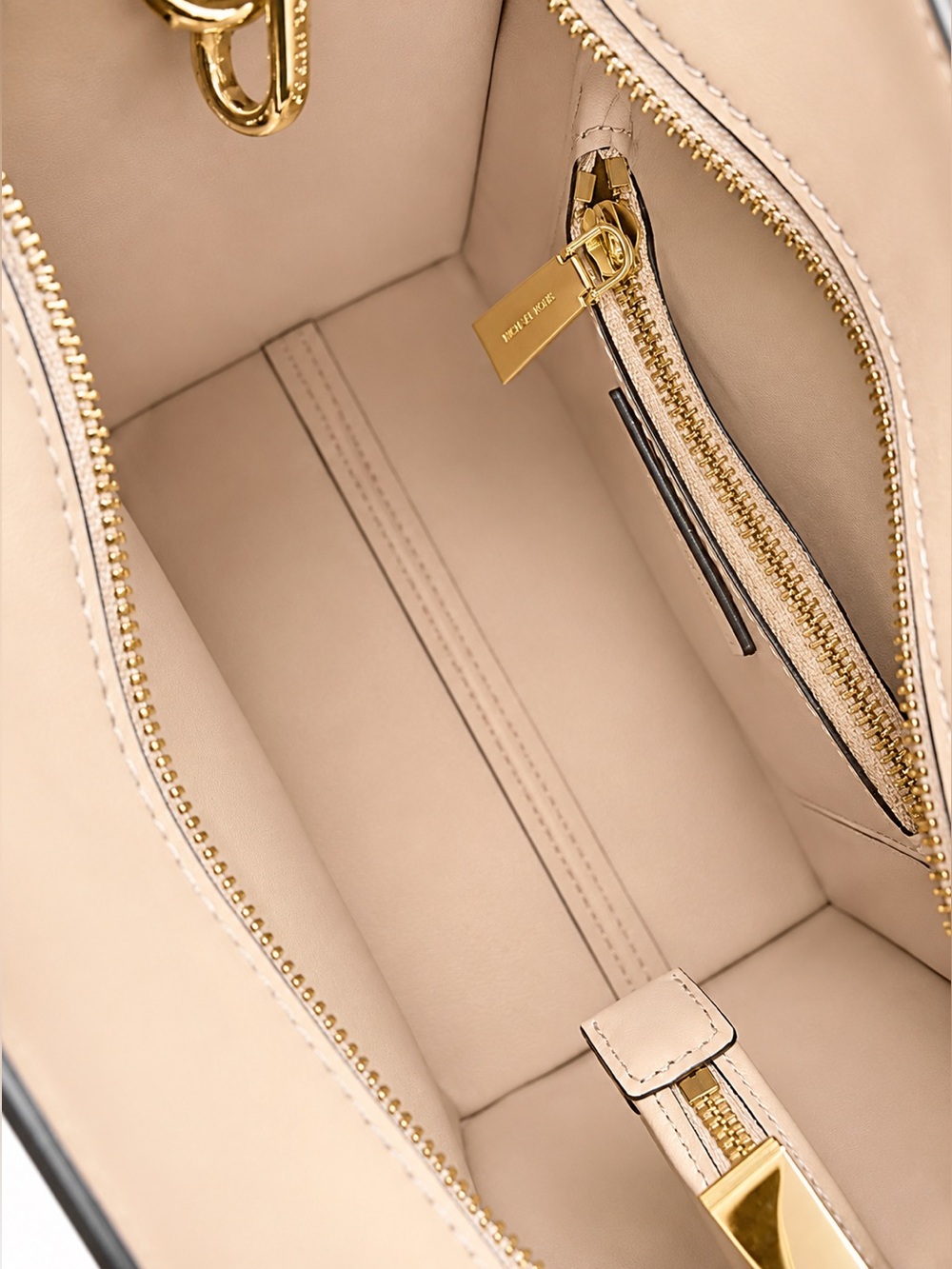 Michael Kors Mercer Studio Woven Leather Crossbody Satchel | Dusty Rose Pink - Picture 14 of 16
